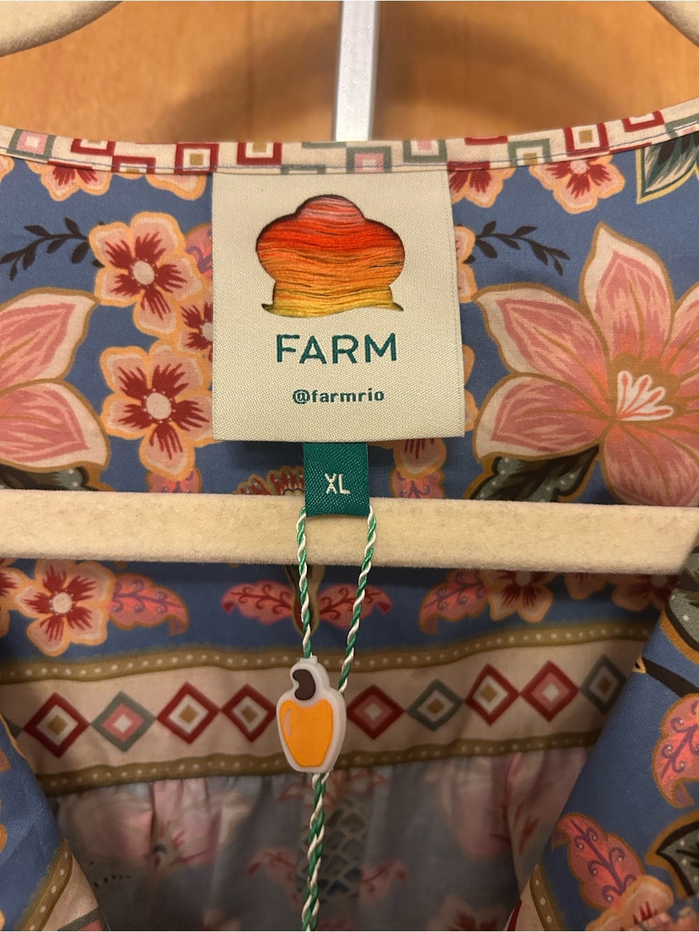 FARM Rio Dusty Blue Floral Mini Dress with Pink and Green Details - Picture 3 of 11